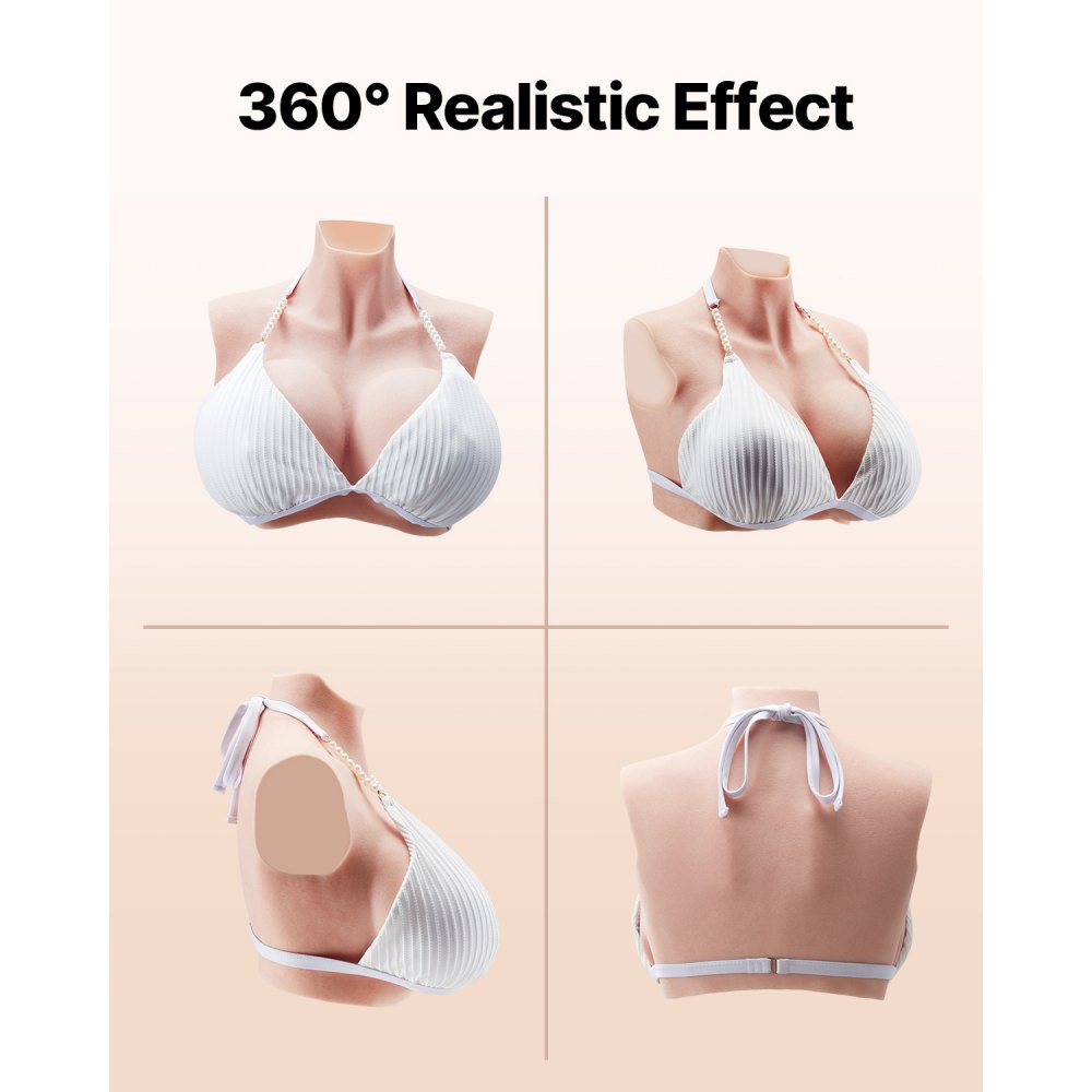 Silicone Breastplate K Sized High Neck Fake Breasts for Cosplay Drag Queen