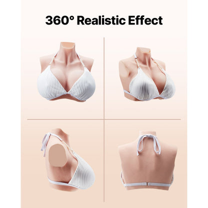 Silicone Breastplate K Sized High Neck Fake Breasts for Cosplay Drag Queen