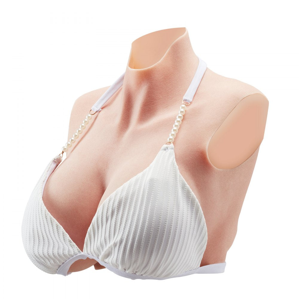 Silicone Breastplate K Sized High Neck Fake Breasts for Cosplay Drag Queen