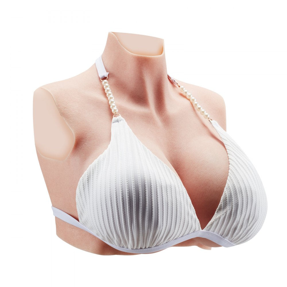 Silicone Breastplate K Sized High Neck Fake Breasts for Cosplay Drag Queen