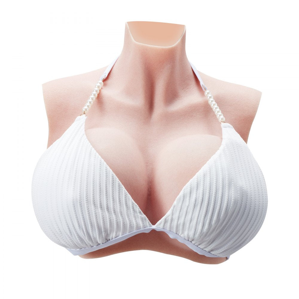 Silicone Breastplate K Sized High Neck Fake Breasts for Cosplay Drag Queen