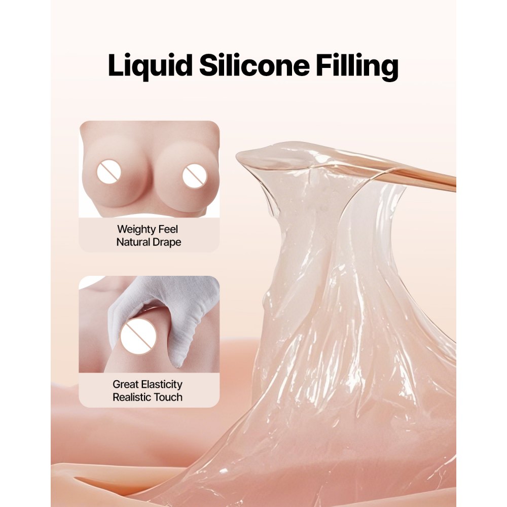 VEVOR Silicone Breastplate D-Cup High Neck Fake Breasts for Cosplay Drag Queen