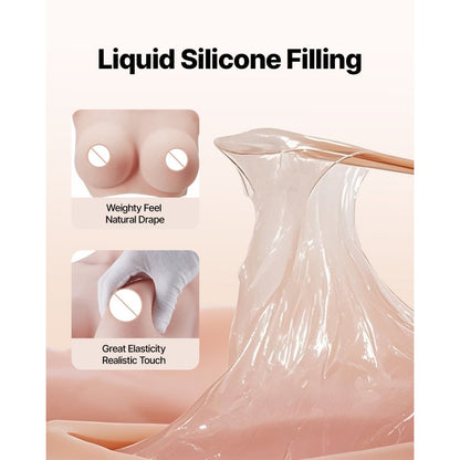 VEVOR Silicone Breastplate D-Cup High Neck Fake Breasts for Cosplay Drag Queen