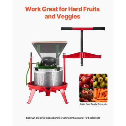VEVOR Fruit and Apple Crusher for Wine Cider Making 1.8 Gal/7L Stainless Steel