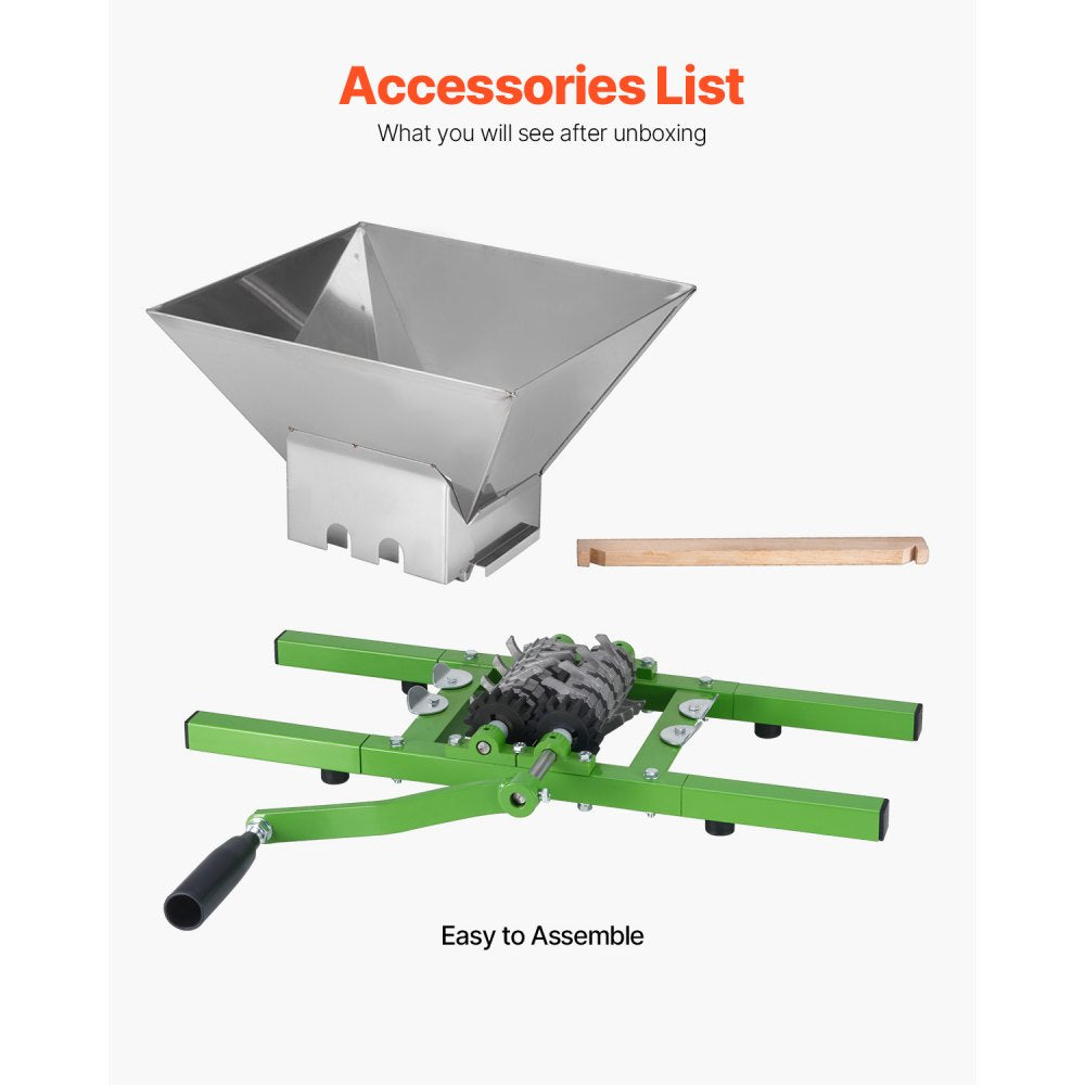 VEVOR Fruit and Apple Crusher for Wine Cider Making 1.8 Gal/7L Stainless Steel