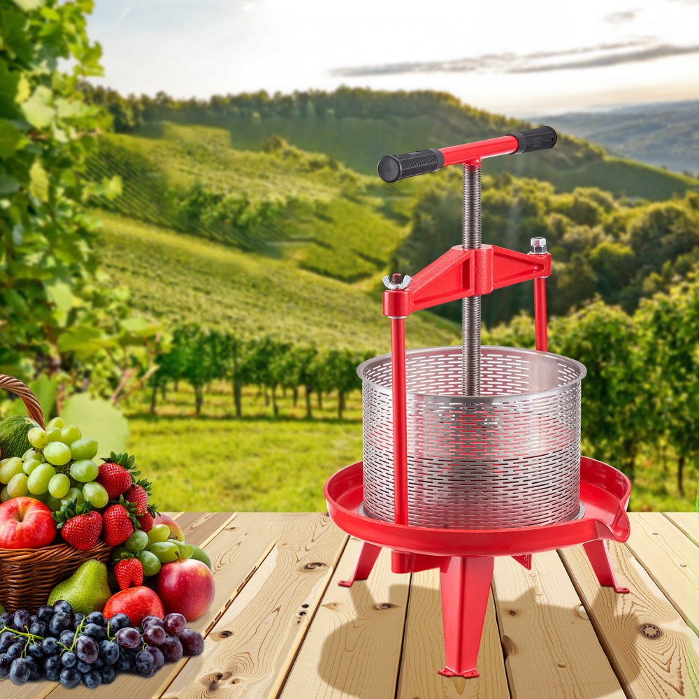 VEVOR Fruit Wine Press Manual Press for Wine Making 2.38 Gal/9L Stainless Steel