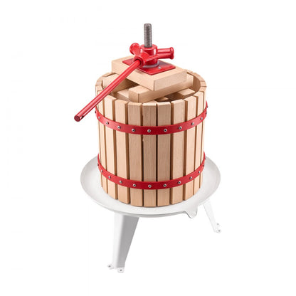 VEVOR Fruit Wine Press Manual Press for Wine Making 3.2 Gal/12L Wood Basket