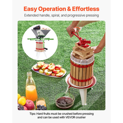 VEVOR Fruit Wine Press Manual Press for Wine Making 1.6 Gal/6L Wood Basket