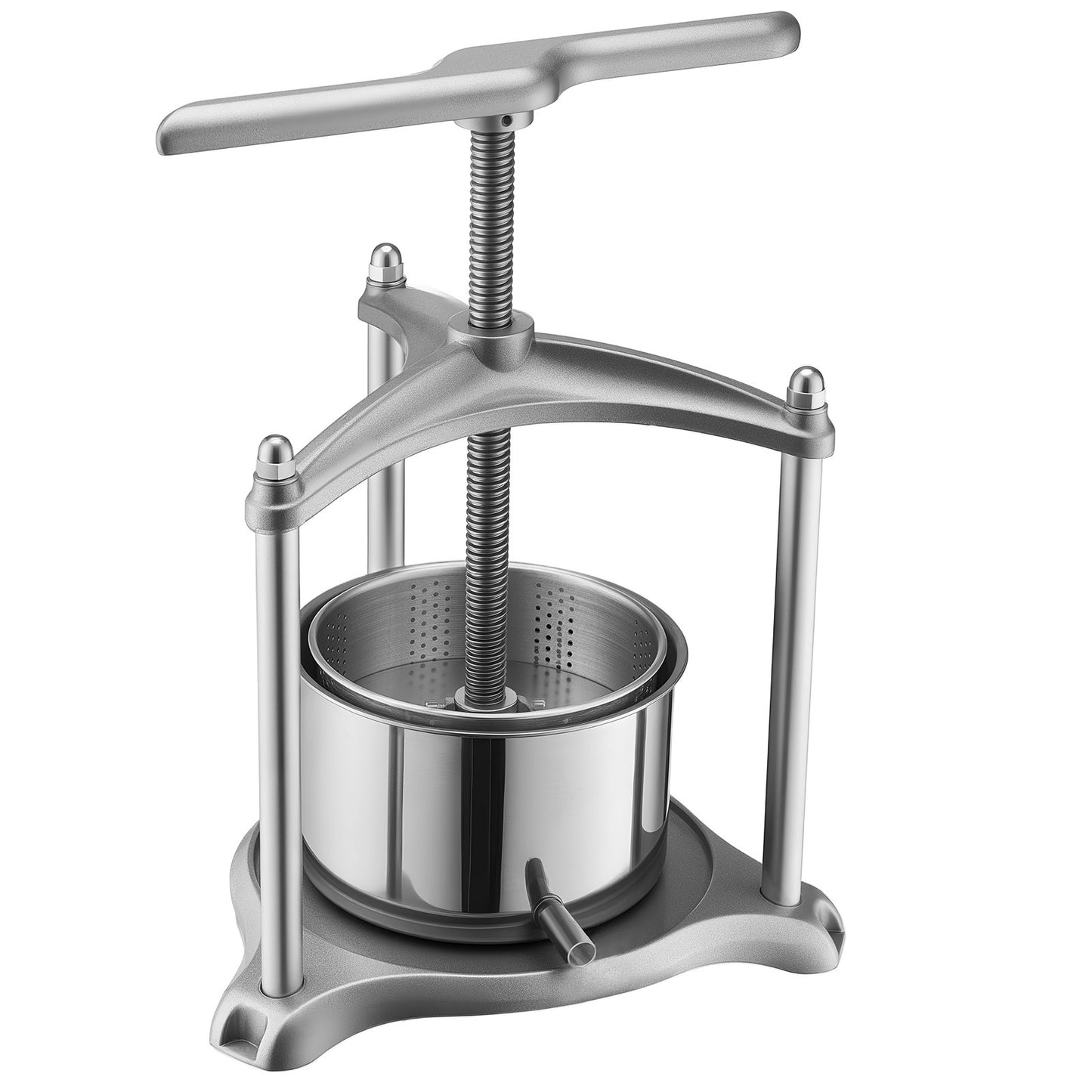 Fruit Wine Press, 0.8 Gallon/3L, Stainless Steel Manual Juice Maker with Powerful T-Shaped Handle, Juice Making for Apple/Grape/Orange/Berry, Cheese/Tincture/Herbal Press, for Kitchen Home