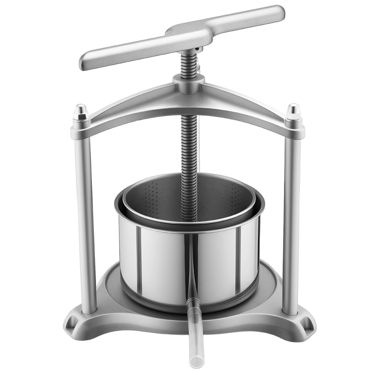 Fruit Wine Press, 0.8 Gallon/3L, Stainless Steel Manual Juice Maker with Powerful T-Shaped Handle, Juice Making for Apple/Grape/Orange/Berry, Cheese/Tincture/Herbal Press, for Kitchen Home