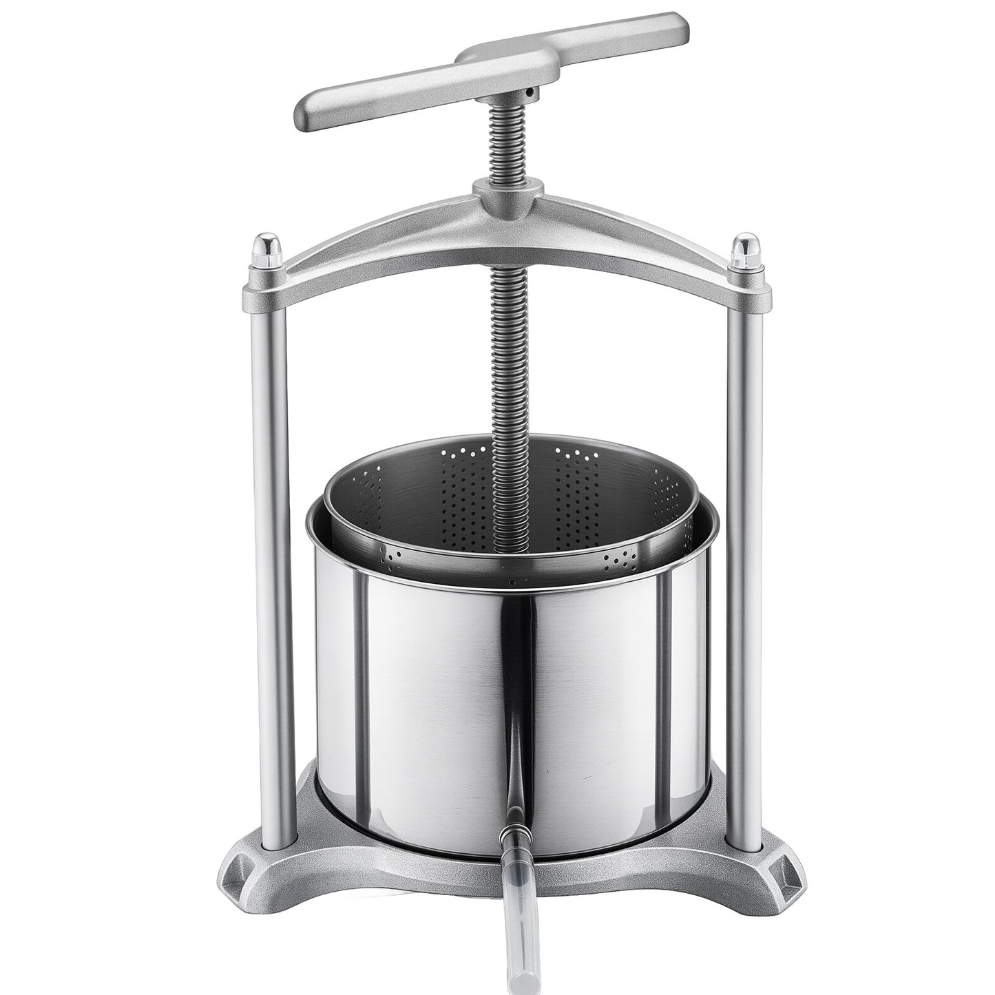Fruit Wine Press, 1.6 Gallon/6L, Stainless Steel Manual Juice Maker with Powerful T-Shaped Handle, Juice Making for Apple/Grape/Orange/Berry, Cheese/Tincture/Herbal Press, for Kitchen Home