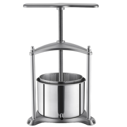 Fruit Wine Press, 1.6 Gallon/6L, Stainless Steel Manual Juice Maker with Powerful T-Shaped Handle, Juice Making for Apple/Grape/Orange/Berry, Cheese/Tincture/Herbal Press, for Kitchen Home