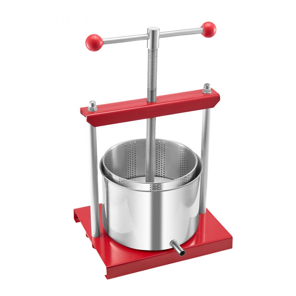 VEVOR Fruit Wine Press Manual Press for Wine Making 1.6 Gal/6L Stainless Steel