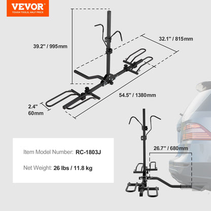 VEVOR 2-Bike Rack Hitch Mount Folding Carrier Car Truck SUV 1.25 80lbs