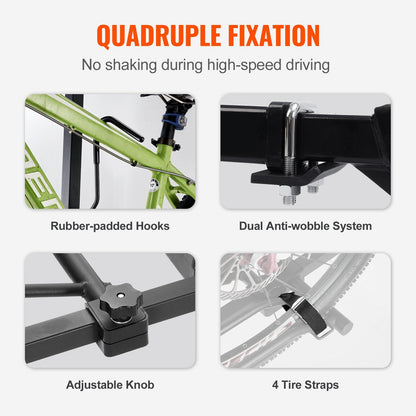 2-Bike Rack Hitch Mount, 72 kg Capacity, Foldable Carrier for Car & SUV