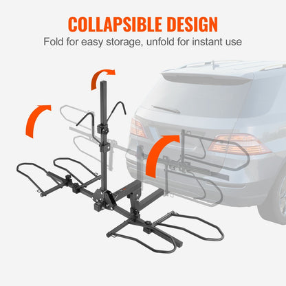 2-Bike Rack Hitch Mount, 72 kg Capacity, Foldable Carrier for Car & SUV