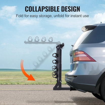 4-Bike Hitch Rack, Folding & Tiltable Carrier for Car/Truck/SUV, 68 kg Capacity
