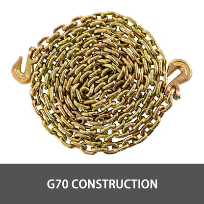 Heavy-Duty 8mm x 6.3m Tow Chain with Safety Hooks, 2132kg Capacity