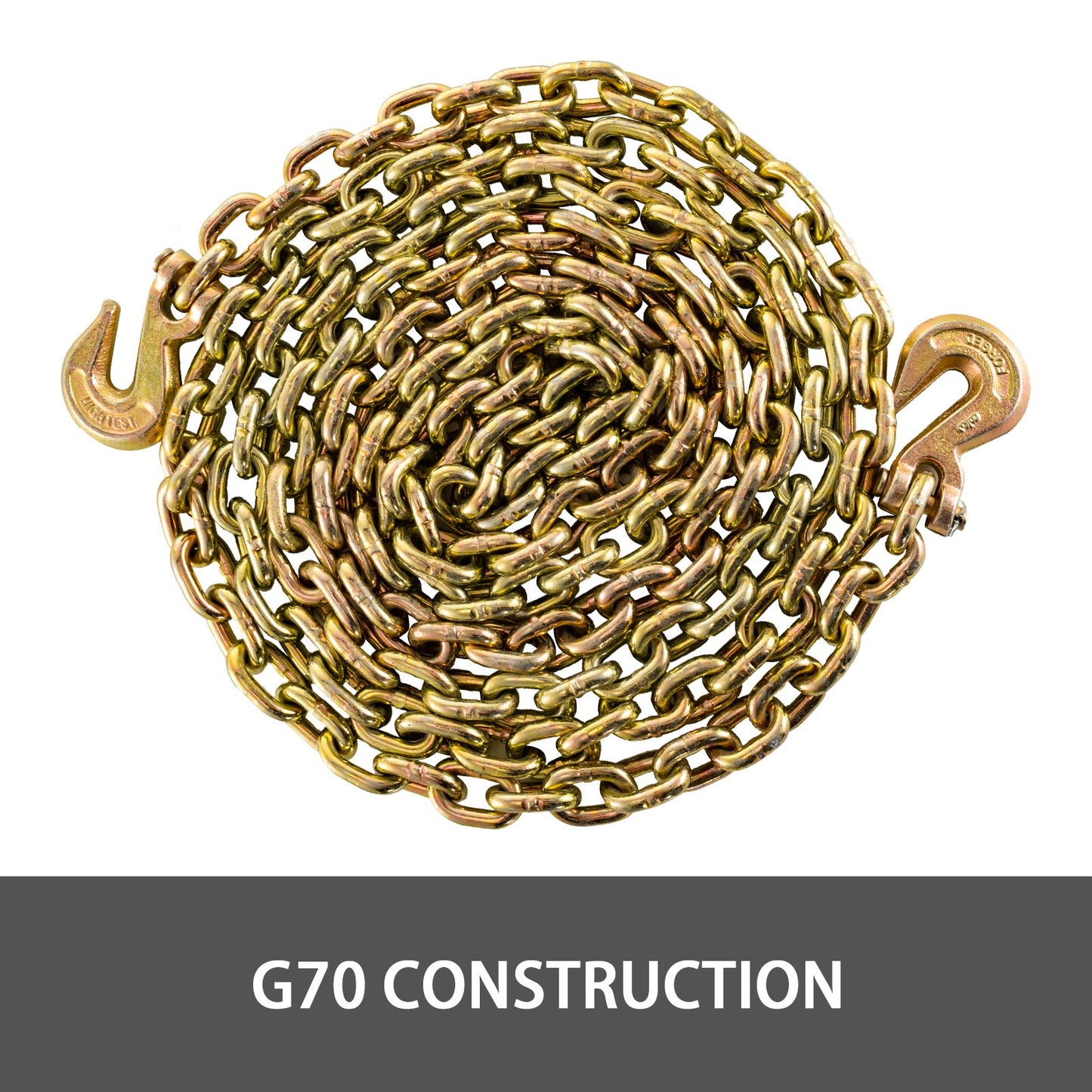 VEVOR Tow Chain 8mmx6.3m Grade 70 Chain 4700lbs Capacity Logging Chain with Safety