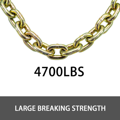 Heavy-Duty 8mm x 6.3m Tow Chain with Safety Hooks, 2132kg Capacity