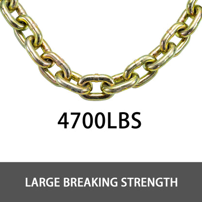 VEVOR Tow Chain 8mmx6.3m Grade 70 Chain 4700lbs Capacity Logging Chain with Safety