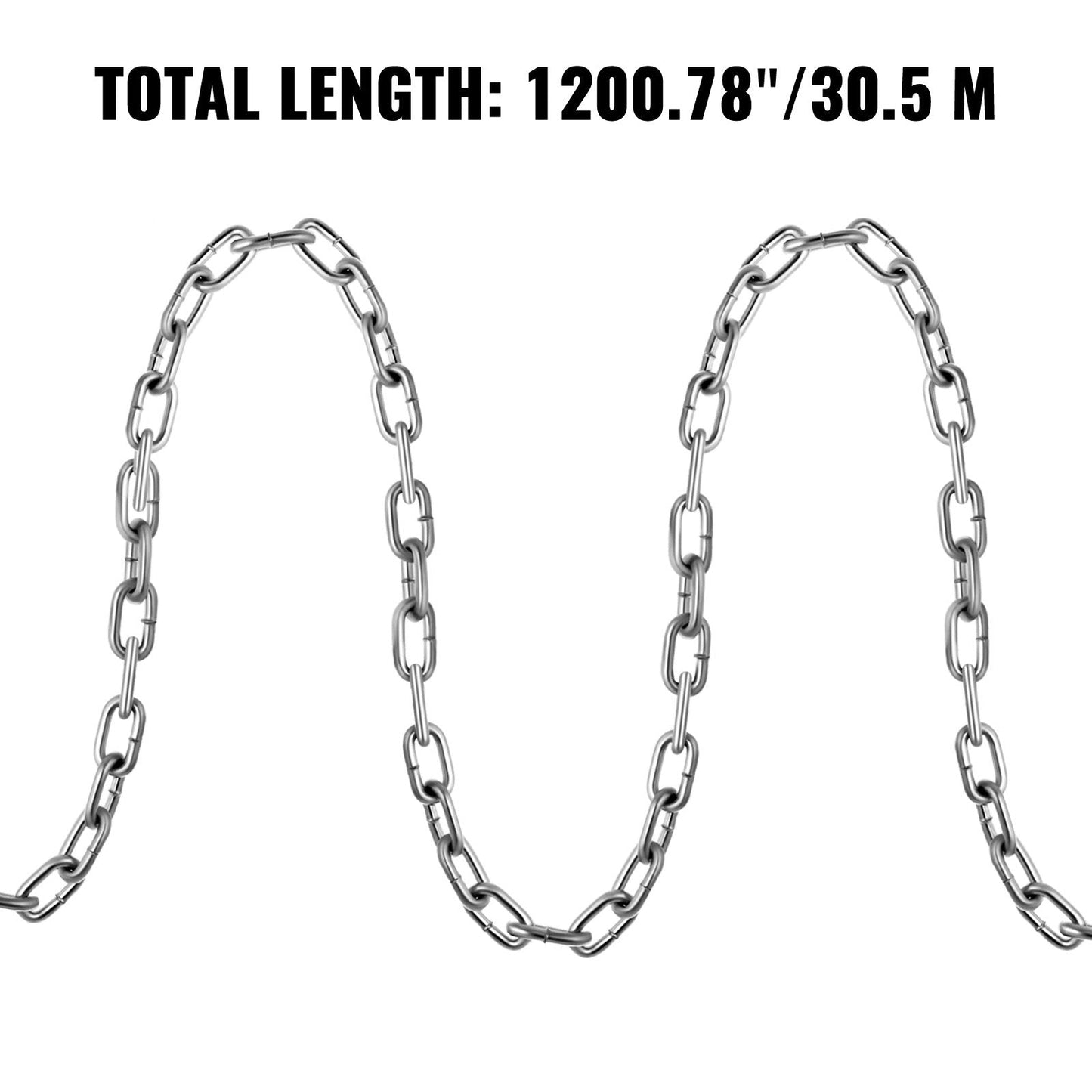 Heavy-Duty Zinc Plated Iron Chain, 30.5 m x 4.8 mm, 4173 kg Capacity