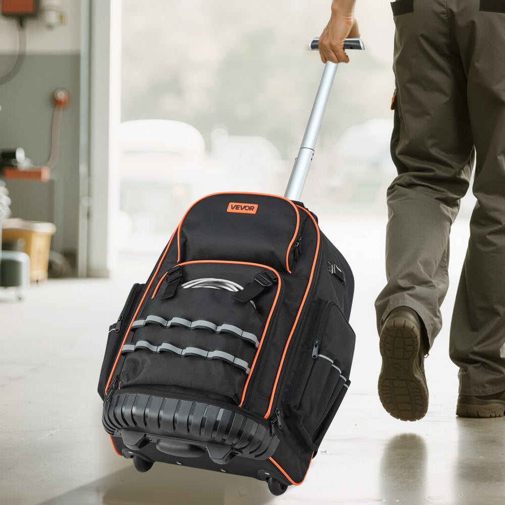VEVOR Rolling Tool Backpack 72 Pockets Heavy Duty Roller Tool Bag on Wheels