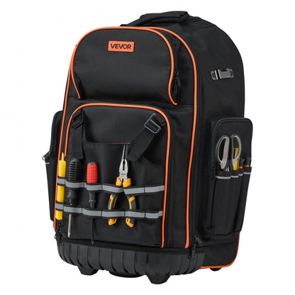 VEVOR Rolling Tool Backpack 72 Pockets Heavy Duty Roller Tool Bag on Wheels