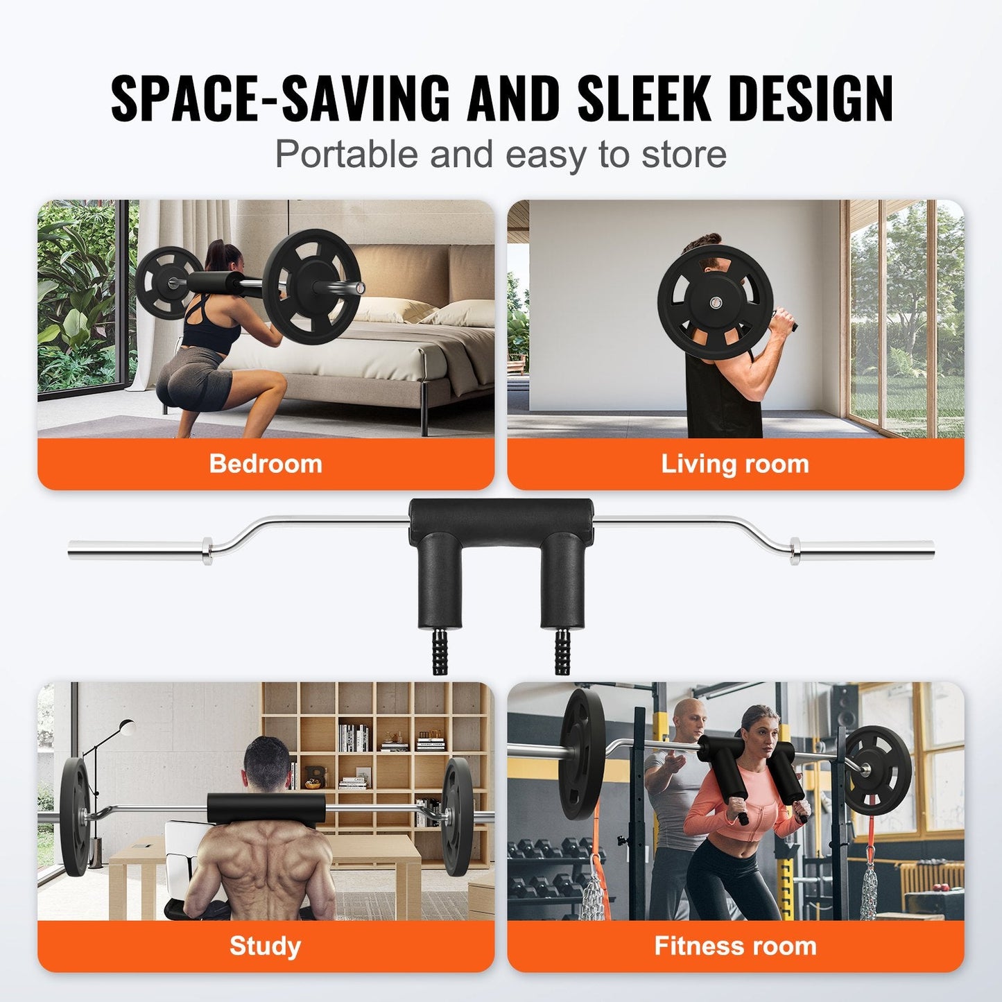 Safety Squat Bar Attachment for Full-Body Workout, 2-Meter Length, 675 kg Capacity