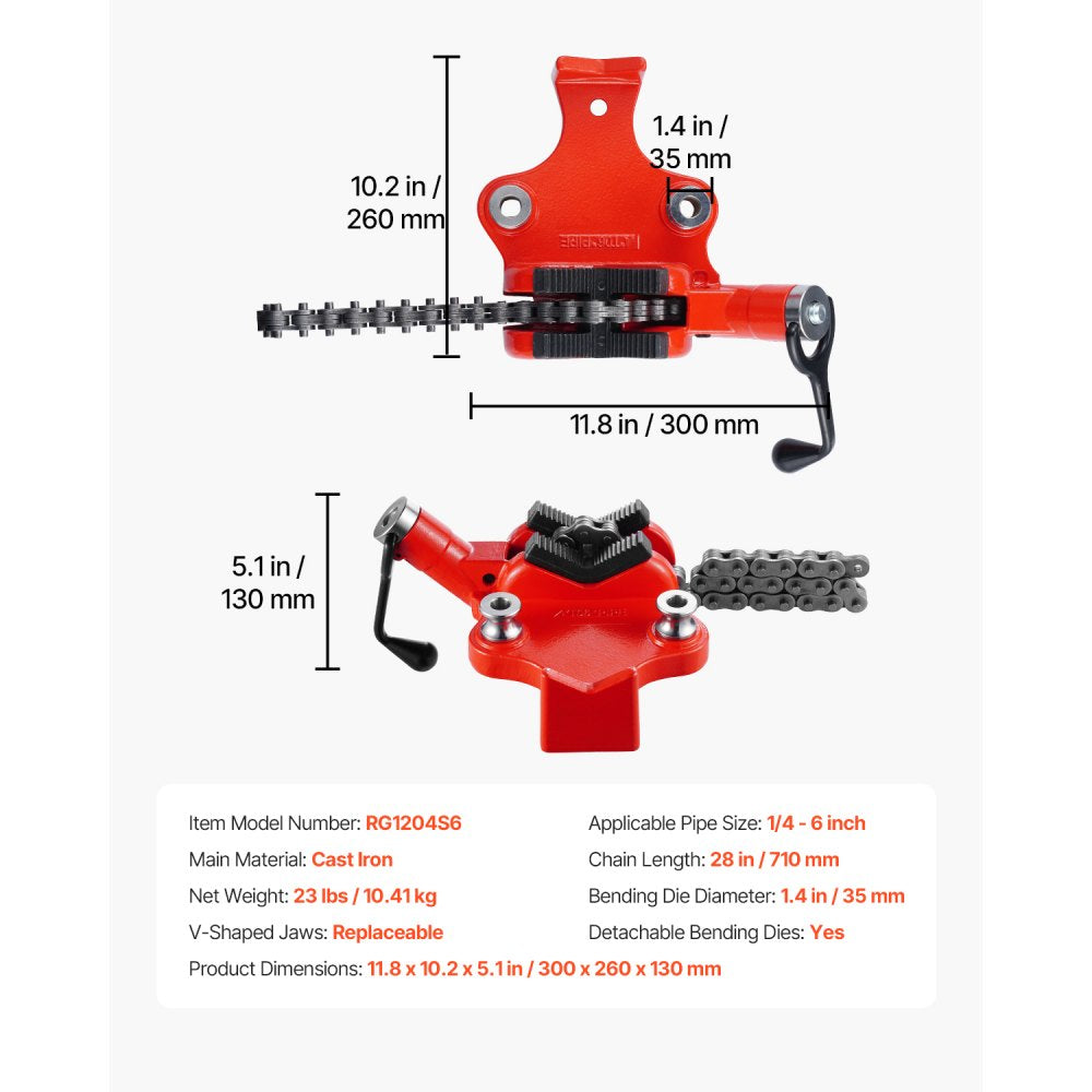 Screw Bench Chain Vice 1/4 to 6 inch Capacity Heavy Duty Chain Pipe Vice