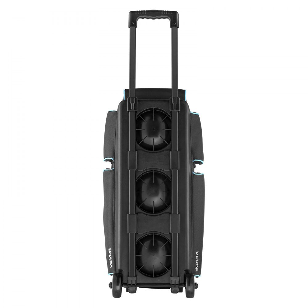 VEVOR 3 Ball Bowling Bag with Wheels Double Roller Bowling Bag Shoe Compartment