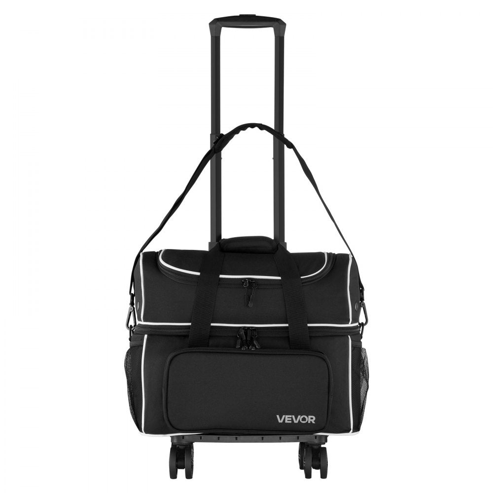 VEVOR 2 Ball Bowling Bag with Wheels Four Roller Bowling Bag Shoe Compartment