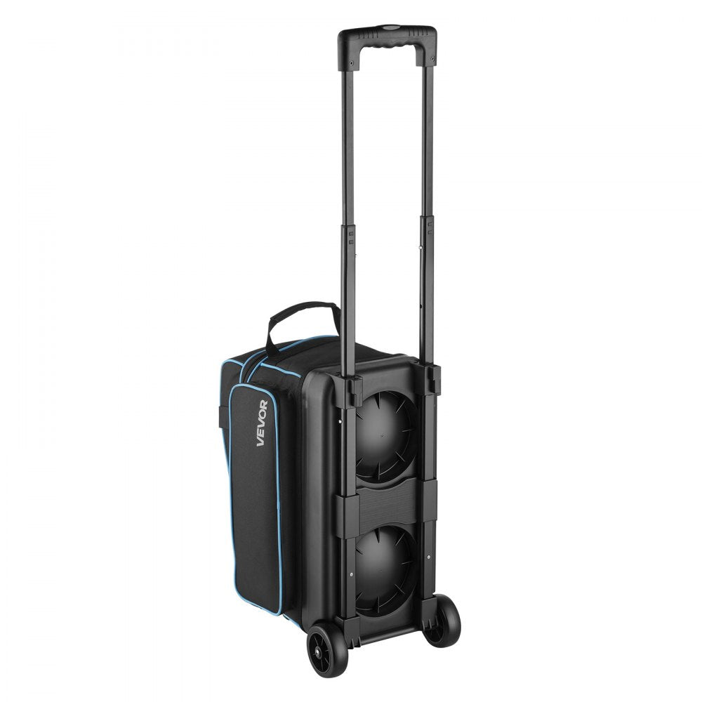 VEVOR 2 Ball Bowling Bag with Wheels Double Roller Bowling Bag Shoe Compartment