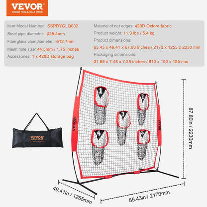 Football Throwing Net with Target Pockets, 2.1 x 2.1 m for QB Training