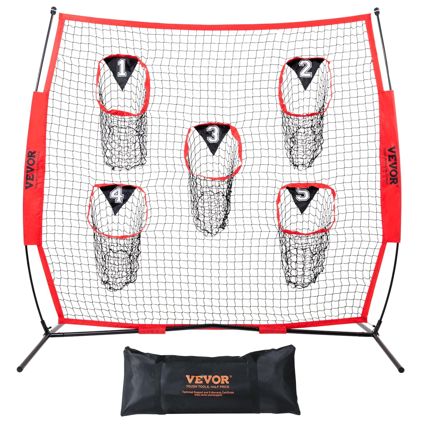 VEVOR 7 x 7 ft Football Trainer Throwing Net, Training Throwing Target Practice