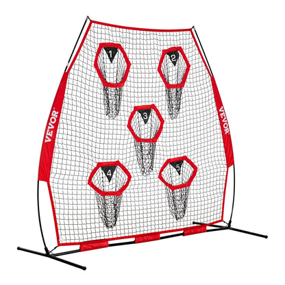 2133.6 x 2133.6mm Football Trainer Throwing Net, Training Throwing Target Practice Net with 5 Target Pockets, Knotless Net Includes Straps and Portable Carry Case, Improve QB Throwing Accuracy