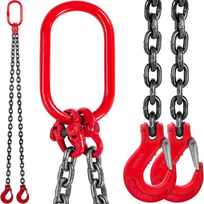 1.5 m Double Leg Chain Sling with Grab Hooks, 4 Ton Capacity, Grade 80 Steel