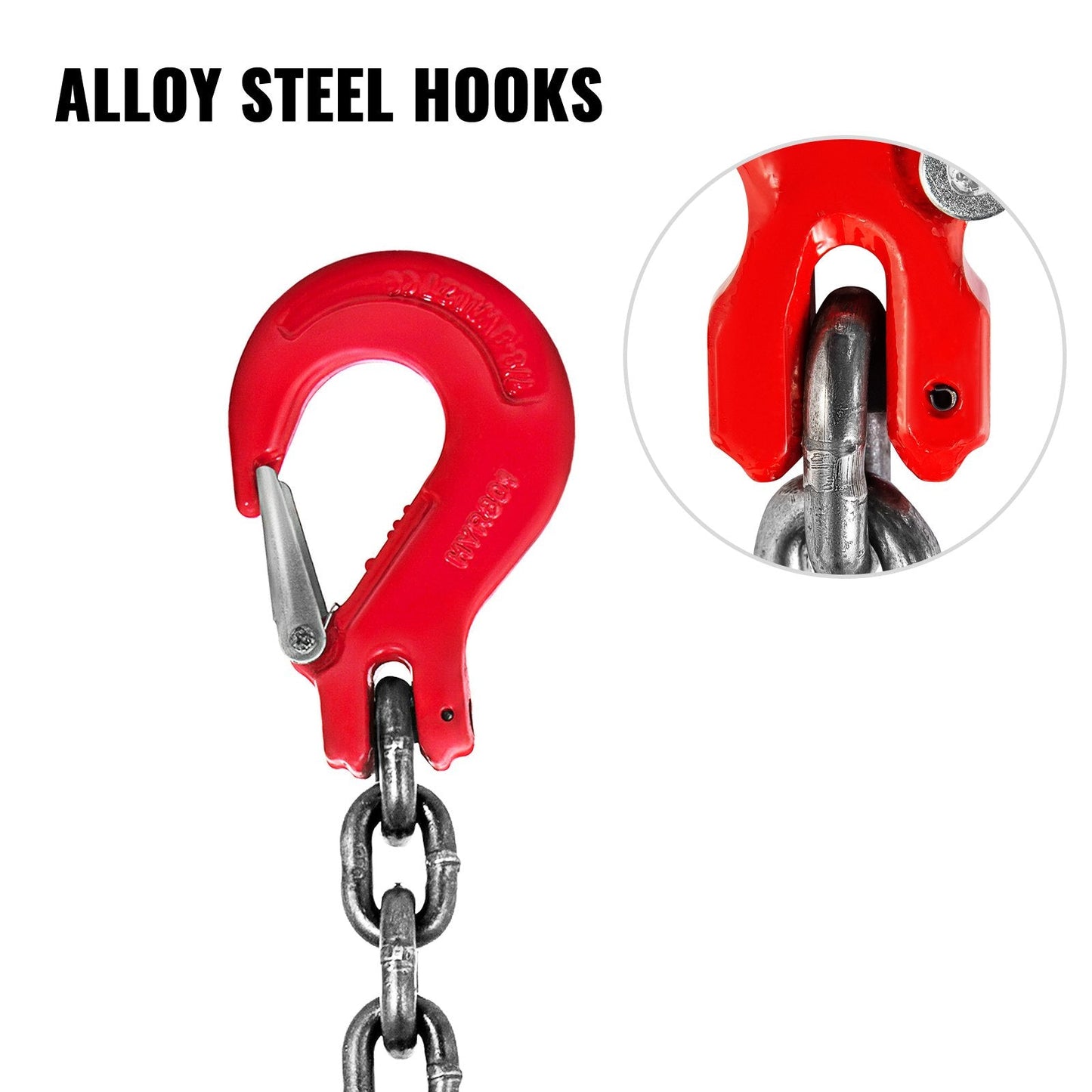 1.5 m Double Leg Chain Sling with Grab Hooks, 4 Ton Capacity, Grade 80 Steel