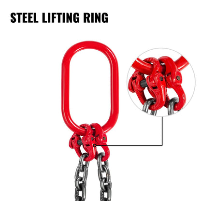 1.5 m Double Leg Chain Sling with Grab Hooks, 4 Ton Capacity, Grade 80 Steel