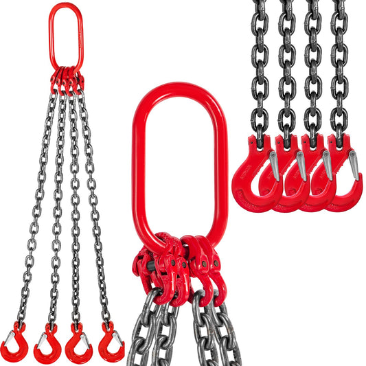 VEVOR 4 Legs Chain Sling with Sling Hook G80, 8MM X 1M Lifting Chain Slings, Chain