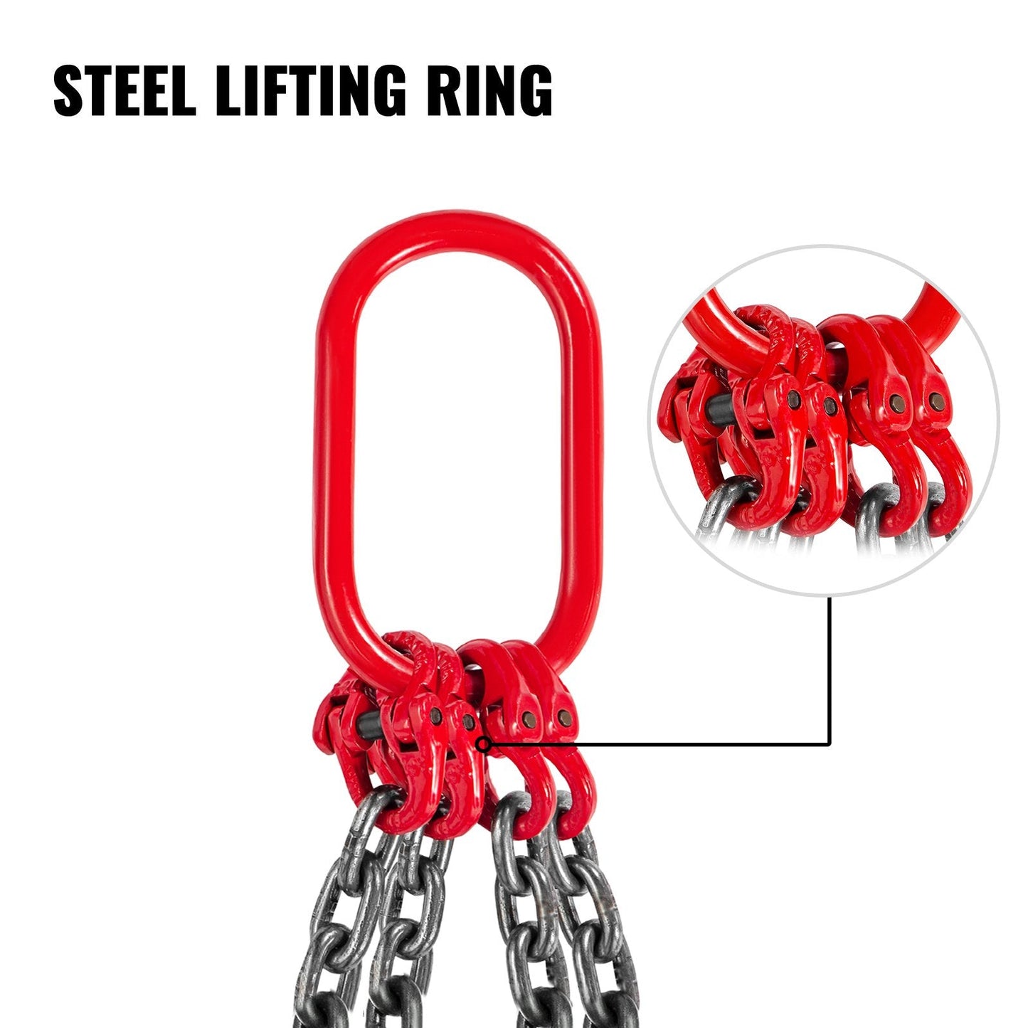 Heavy Duty 4-Leg Lifting Chain Sling with Hooks, 8mm x 1m, 4T Capacity