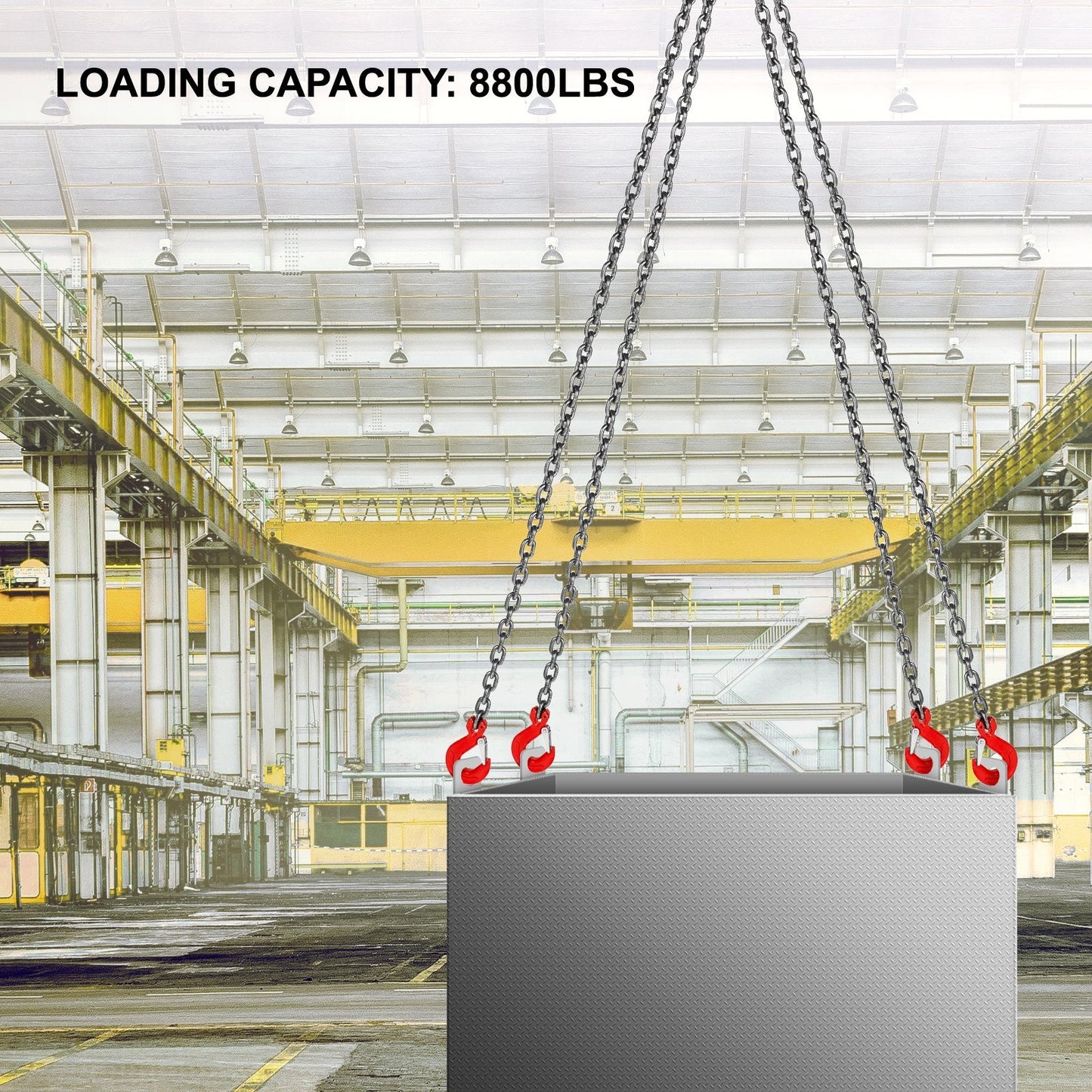 4-Leg 2M Lifting Hook Chain Sling, 4T Capacity, Heavy-Duty Alloy Steel