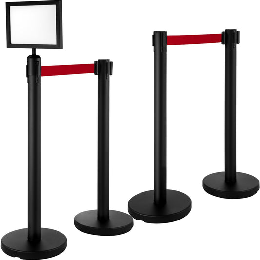 VEVOR Stanchion Post Barriers 4-Set Line Dividers, Stainless Steel Stanchions with