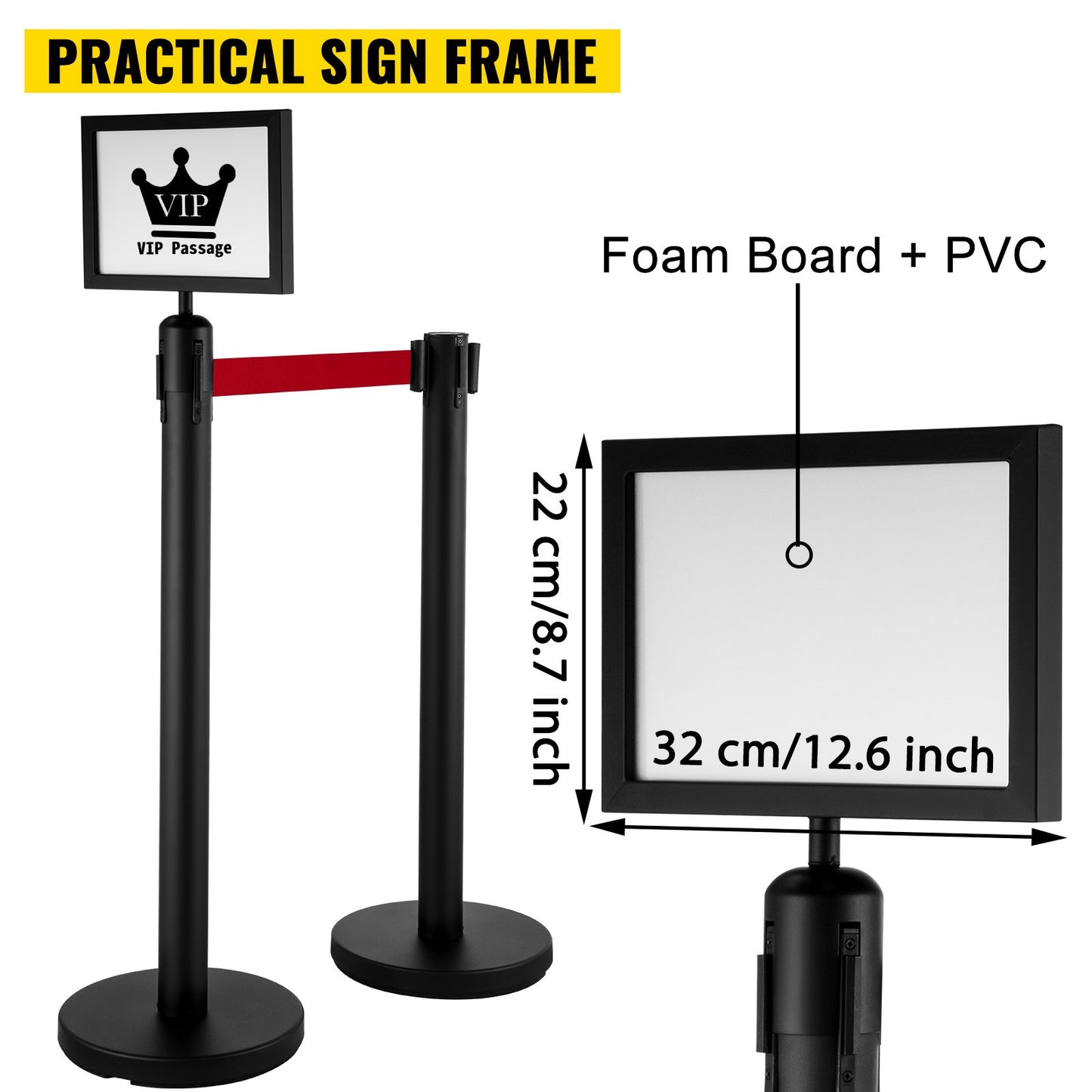 VEVOR Stanchion Post Barriers 4-Set Line Dividers, Stainless Steel Stanchions with