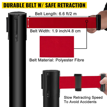 Stainless Steel Queue Barriers Set: 4 Posts with Retractable Belts & Sign Frame