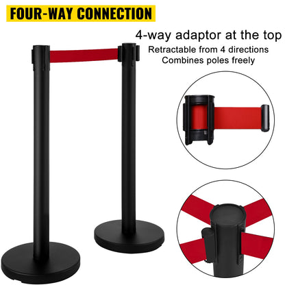 VEVOR Stanchion Post Barriers 4-Set Line Dividers, Stainless Steel Stanchions with