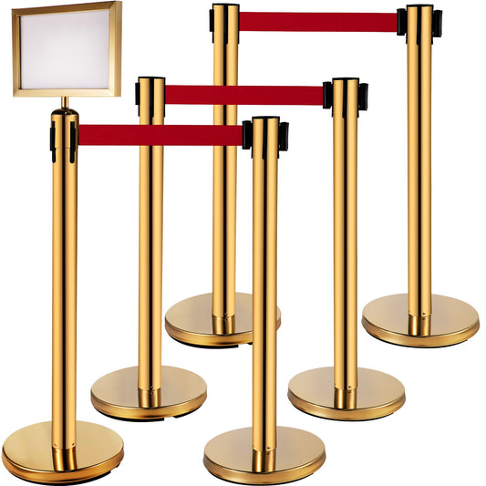 VEVOR Stanchion Post Barriers 4-Set Line Dividers, Stainless Steel Stanchions with