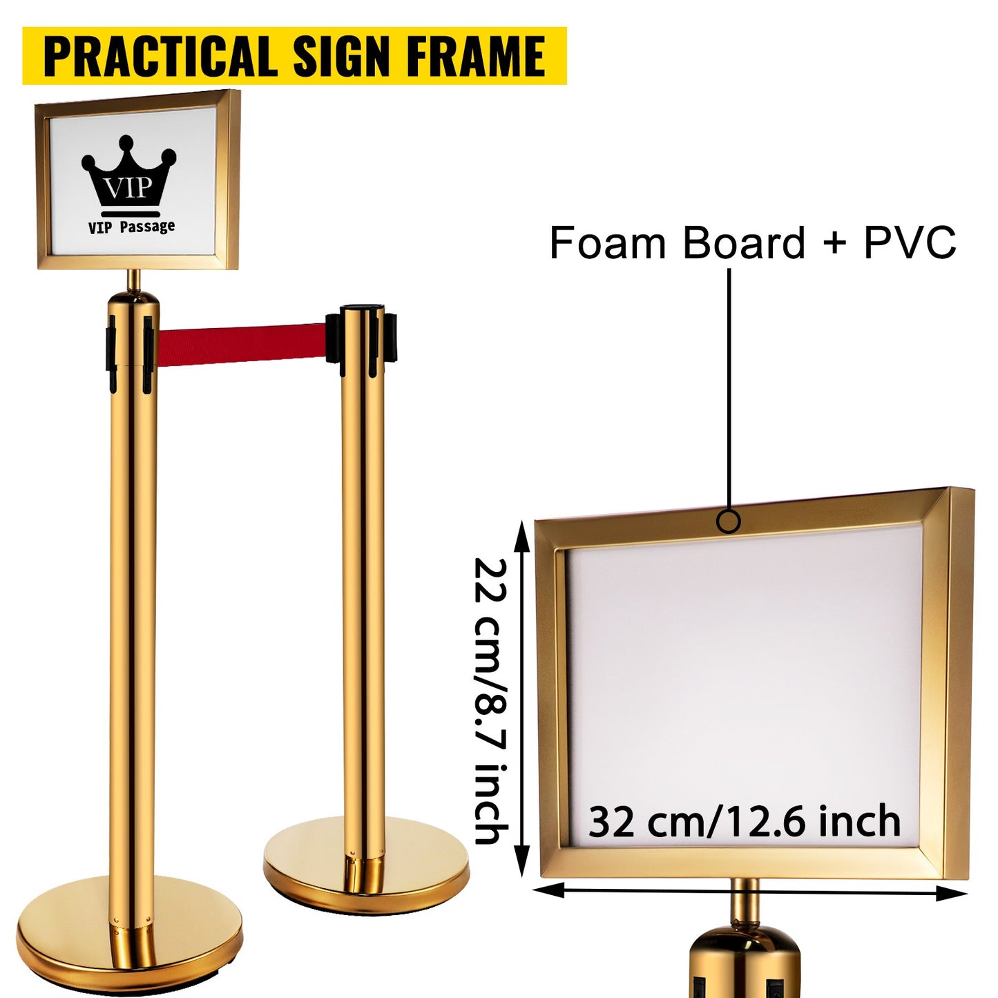 VEVOR Stanchion Post Barriers 4-Set Line Dividers, Stainless Steel Stanchions with