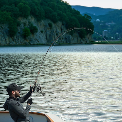 Rod and Fishing Reel Combo, IM6 Fiberglass & Carbon Fiber Spinning Rod and Reel Combo, Bass Fishing Pole with 2m Two-Piece Rods, 6+1 Ball Bearings, Stainless Steel Guides with Ceramic Rings