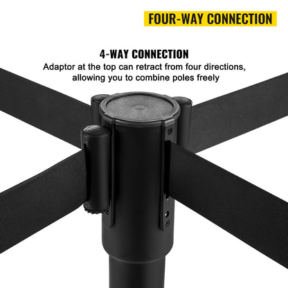 8-Piece Crowd Control Stanchion Set with 2 m Retractable Black Belt